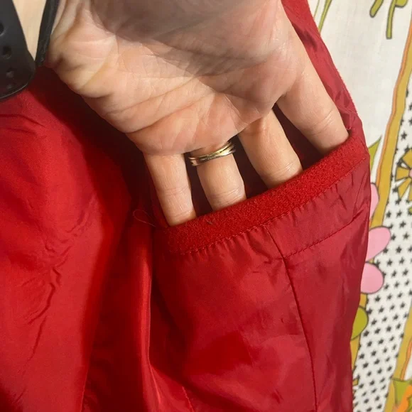 Red Wool Blend Pea Coat - Picture 9 of 10